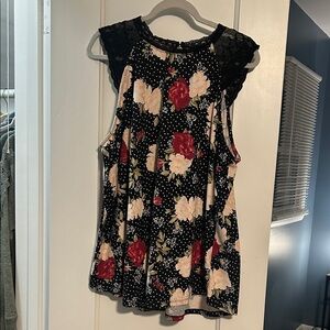 torrid Black Floral Lace-Yoke Sleeveless Camisole